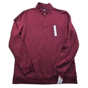 Croft & Barrow 1/4 Zip  Fleece Pullover Mens XLT XL Tall Red Wine Extra Soft NEW